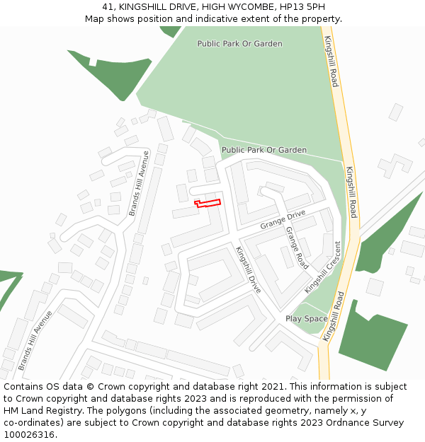 41, KINGSHILL DRIVE, HIGH WYCOMBE, HP13 5PH: Location map and indicative extent of plot