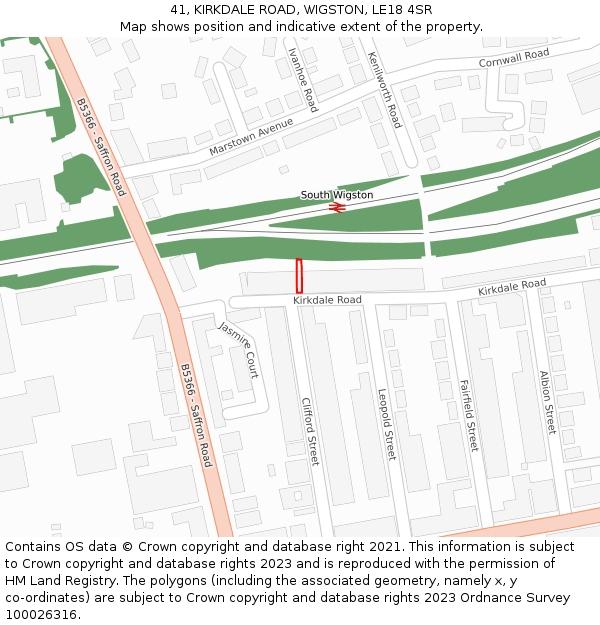 41, KIRKDALE ROAD, WIGSTON, LE18 4SR: Location map and indicative extent of plot