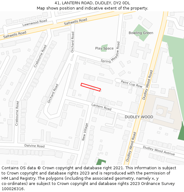 41, LANTERN ROAD, DUDLEY, DY2 0DL: Location map and indicative extent of plot