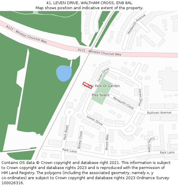41, LEVEN DRIVE, WALTHAM CROSS, EN8 8AL: Location map and indicative extent of plot