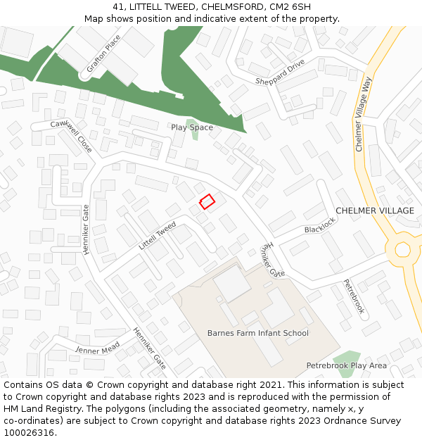 41, LITTELL TWEED, CHELMSFORD, CM2 6SH: Location map and indicative extent of plot