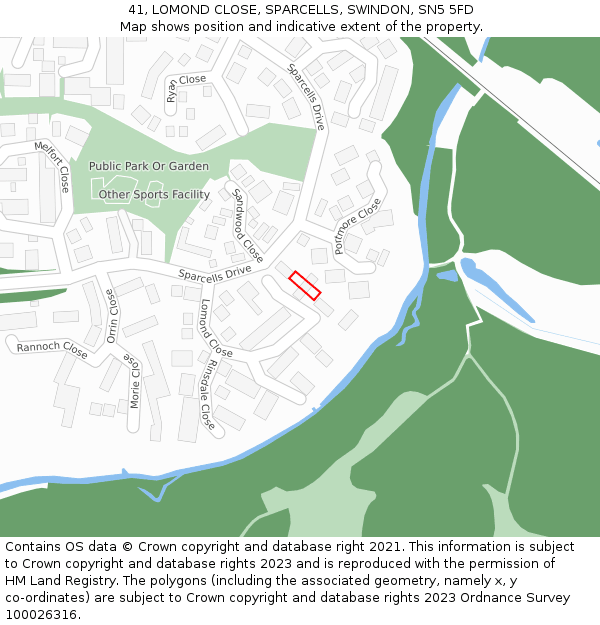 41, LOMOND CLOSE, SPARCELLS, SWINDON, SN5 5FD: Location map and indicative extent of plot
