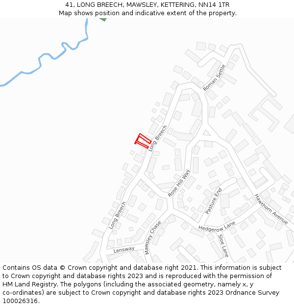 41, LONG BREECH, MAWSLEY, KETTERING, NN14 1TR: Location map and indicative extent of plot