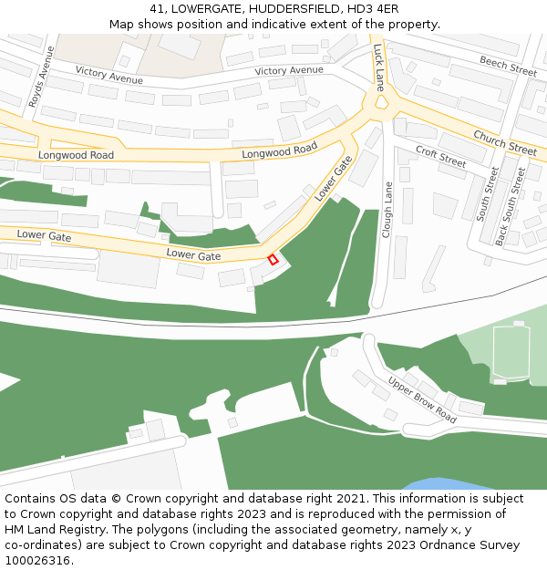 41, LOWERGATE, HUDDERSFIELD, HD3 4ER: Location map and indicative extent of plot
