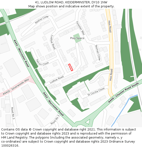 41, LUDLOW ROAD, KIDDERMINSTER, DY10 1NW: Location map and indicative extent of plot
