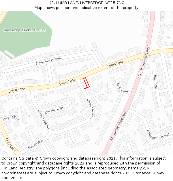 41, LUMB LANE, LIVERSEDGE, WF15 7NQ: Location map and indicative extent of plot