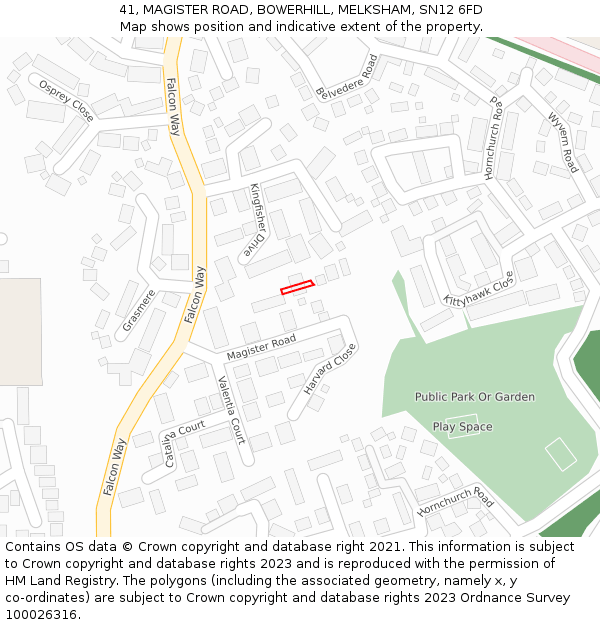 41, MAGISTER ROAD, BOWERHILL, MELKSHAM, SN12 6FD: Location map and indicative extent of plot