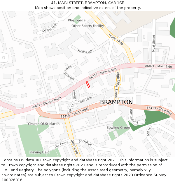 41, MAIN STREET, BRAMPTON, CA8 1SB: Location map and indicative extent of plot