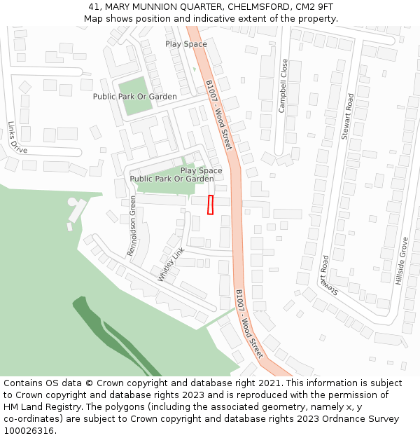 41, MARY MUNNION QUARTER, CHELMSFORD, CM2 9FT: Location map and indicative extent of plot