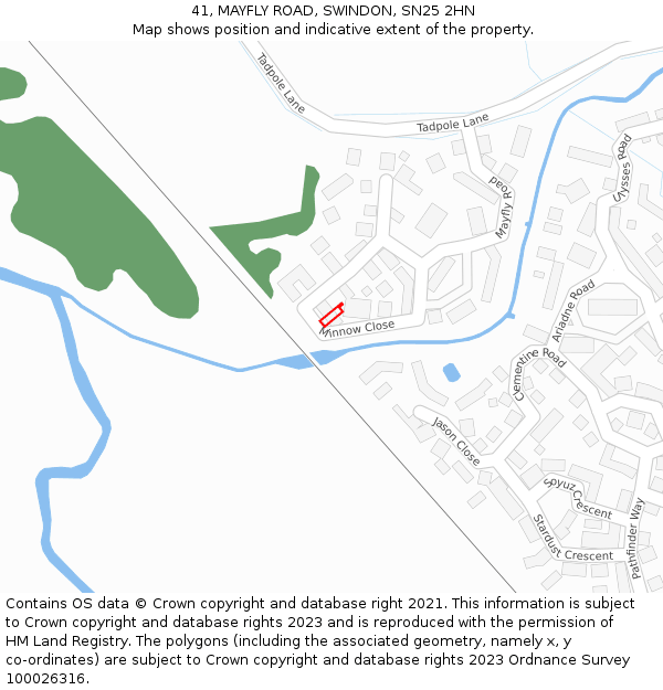 41, MAYFLY ROAD, SWINDON, SN25 2HN: Location map and indicative extent of plot