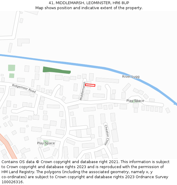 41, MIDDLEMARSH, LEOMINSTER, HR6 8UP: Location map and indicative extent of plot