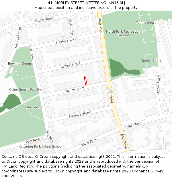 41, MORLEY STREET, KETTERING, NN16 9LJ: Location map and indicative extent of plot