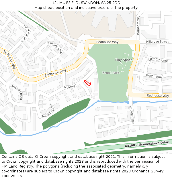 41, MUIRFIELD, SWINDON, SN25 2DD: Location map and indicative extent of plot