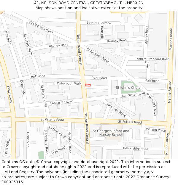 41, NELSON ROAD CENTRAL, GREAT YARMOUTH, NR30 2NJ: Location map and indicative extent of plot