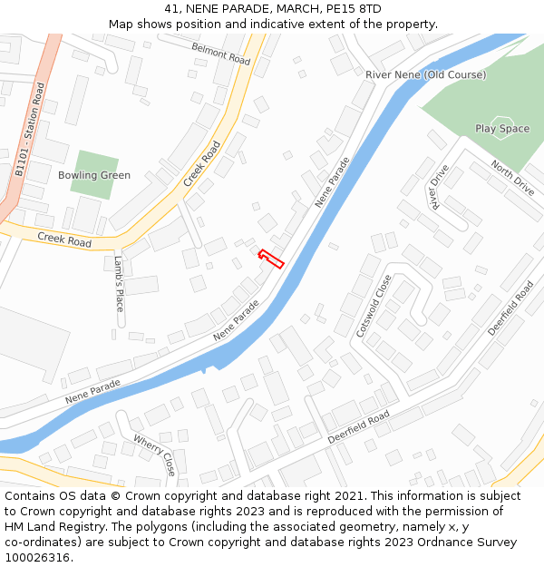 41, NENE PARADE, MARCH, PE15 8TD: Location map and indicative extent of plot