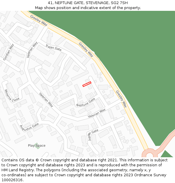 41, NEPTUNE GATE, STEVENAGE, SG2 7SH: Location map and indicative extent of plot