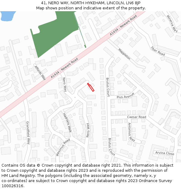 41, NERO WAY, NORTH HYKEHAM, LINCOLN, LN6 8JP: Location map and indicative extent of plot