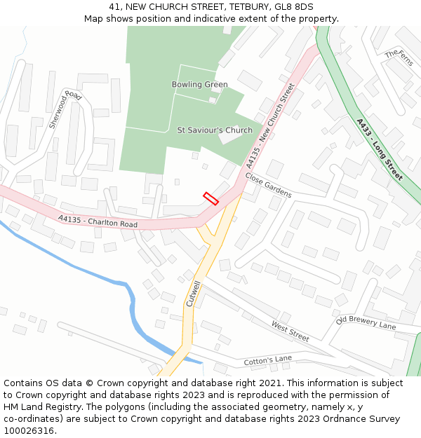 41, NEW CHURCH STREET, TETBURY, GL8 8DS: Location map and indicative extent of plot