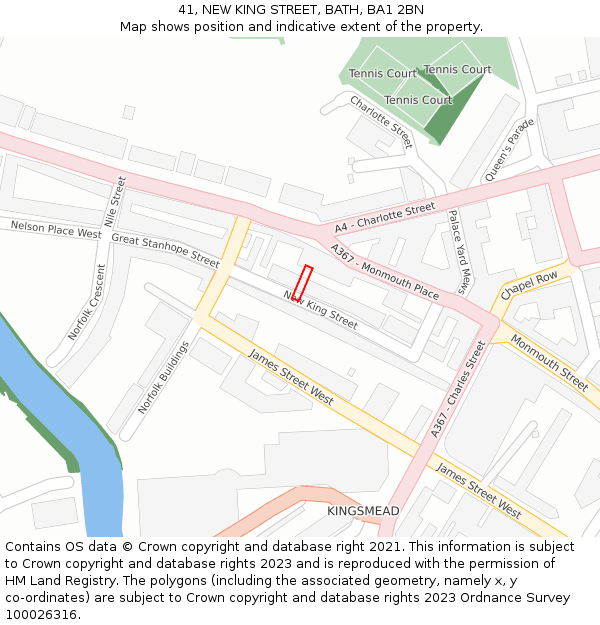 41, NEW KING STREET, BATH, BA1 2BN: Location map and indicative extent of plot
