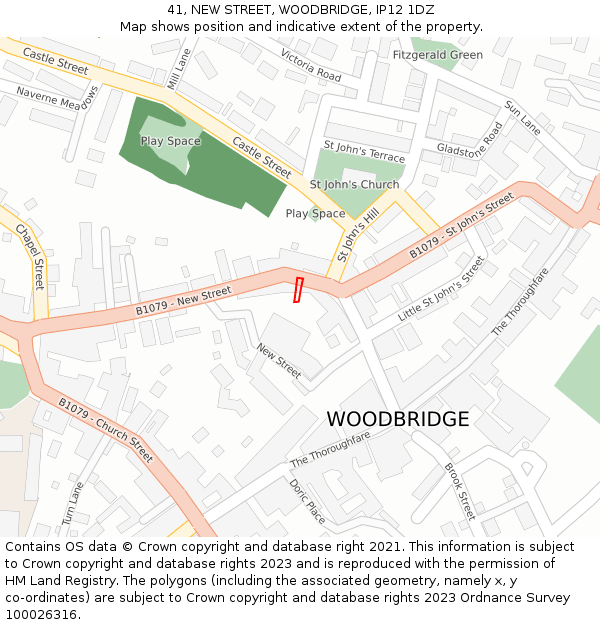41, NEW STREET, WOODBRIDGE, IP12 1DZ: Location map and indicative extent of plot