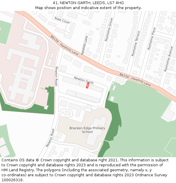 41, NEWTON GARTH, LEEDS, LS7 4HG: Location map and indicative extent of plot