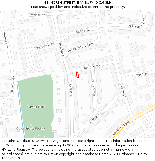 41, NORTH STREET, BANBURY, OX16 3LH: Location map and indicative extent of plot