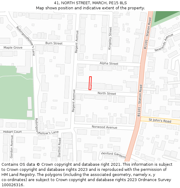 41, NORTH STREET, MARCH, PE15 8LS: Location map and indicative extent of plot