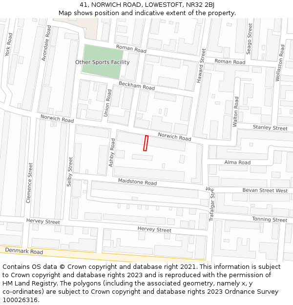 41, NORWICH ROAD, LOWESTOFT, NR32 2BJ: Location map and indicative extent of plot