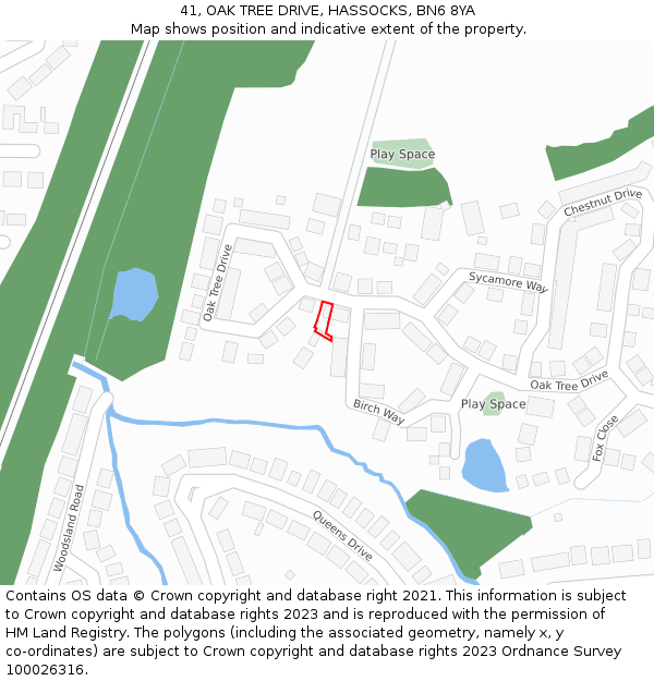 41, OAK TREE DRIVE, HASSOCKS, BN6 8YA: Location map and indicative extent of plot