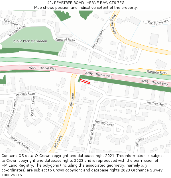 41, PEARTREE ROAD, HERNE BAY, CT6 7EG: Location map and indicative extent of plot