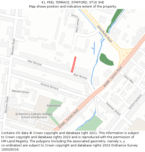 41, PEEL TERRACE, STAFFORD, ST16 3HE: Location map and indicative extent of plot
