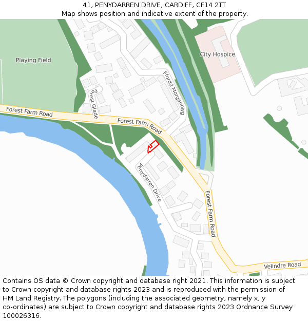41, PENYDARREN DRIVE, CARDIFF, CF14 2TT: Location map and indicative extent of plot