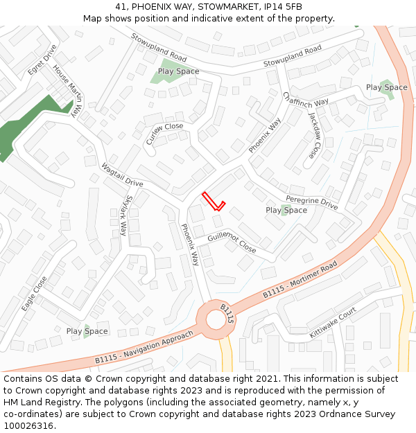 41, PHOENIX WAY, STOWMARKET, IP14 5FB: Location map and indicative extent of plot