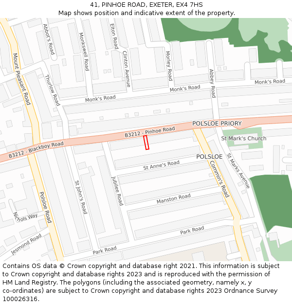 41, PINHOE ROAD, EXETER, EX4 7HS: Location map and indicative extent of plot