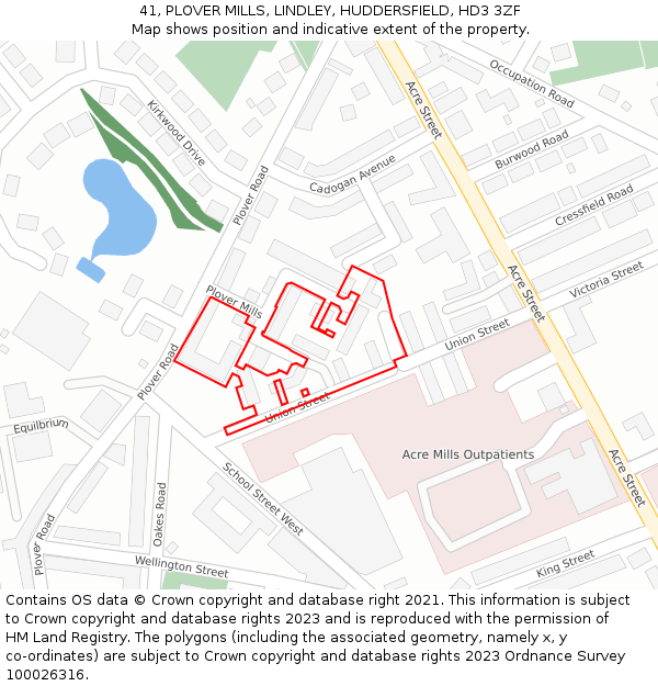 41, PLOVER MILLS, LINDLEY, HUDDERSFIELD, HD3 3ZF: Location map and indicative extent of plot