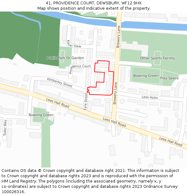 41, PROVIDENCE COURT, DEWSBURY, WF12 9HX: Location map and indicative extent of plot