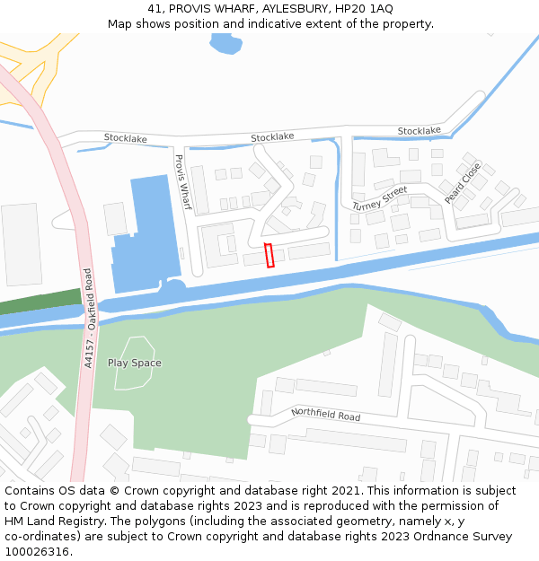 41, PROVIS WHARF, AYLESBURY, HP20 1AQ: Location map and indicative extent of plot