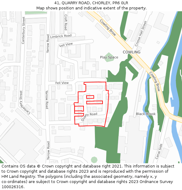 41, QUARRY ROAD, CHORLEY, PR6 0LR: Location map and indicative extent of plot