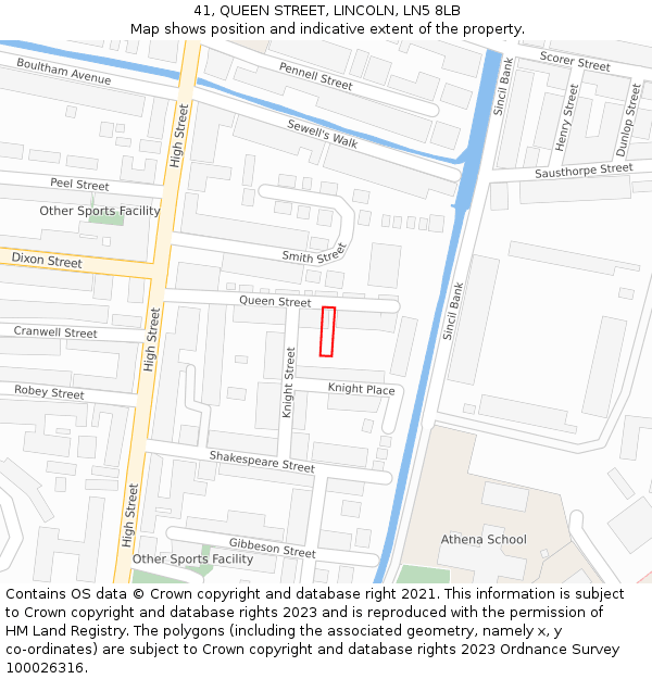 41, QUEEN STREET, LINCOLN, LN5 8LB: Location map and indicative extent of plot