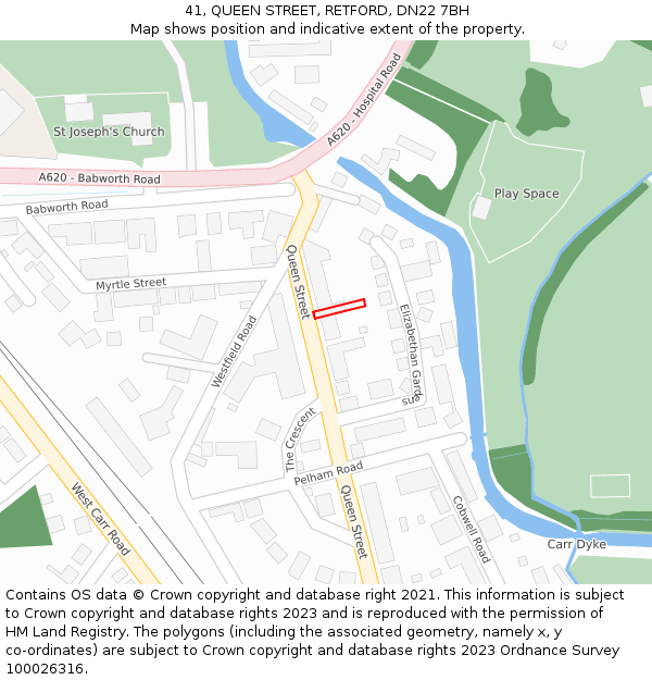 41, QUEEN STREET, RETFORD, DN22 7BH: Location map and indicative extent of plot