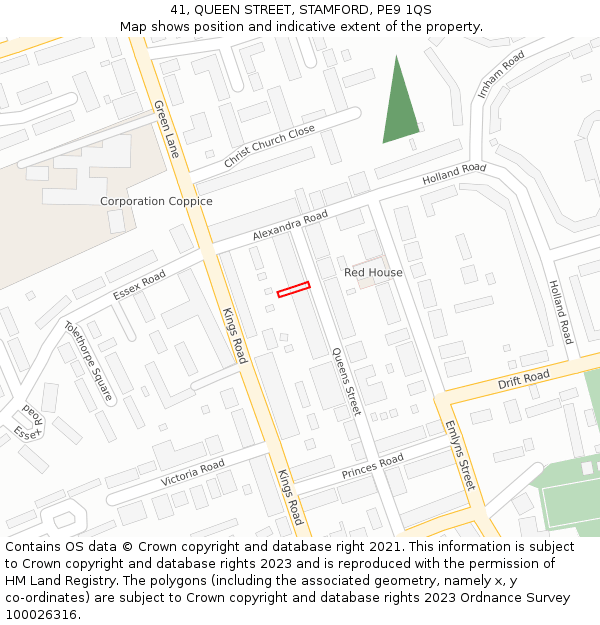 41, QUEEN STREET, STAMFORD, PE9 1QS: Location map and indicative extent of plot