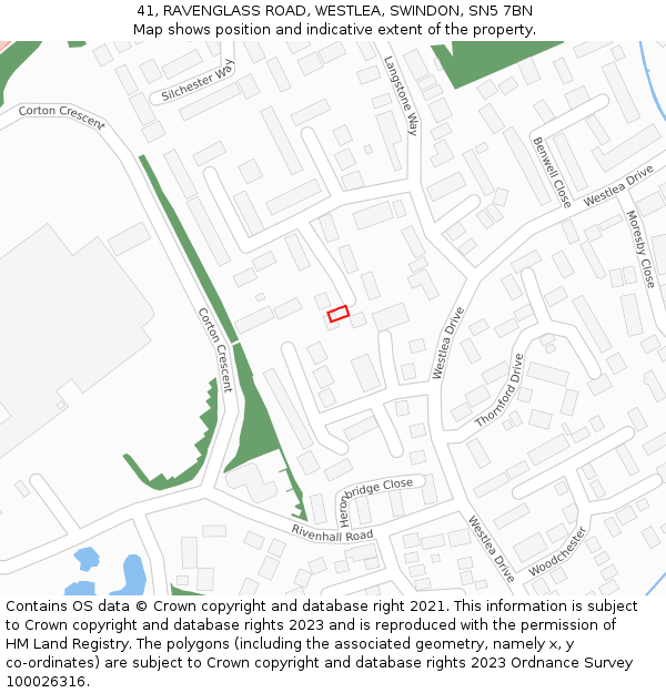 41, RAVENGLASS ROAD, WESTLEA, SWINDON, SN5 7BN: Location map and indicative extent of plot