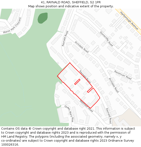 41, RAYNALD ROAD, SHEFFIELD, S2 1PR: Location map and indicative extent of plot