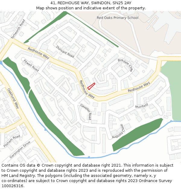 41, REDHOUSE WAY, SWINDON, SN25 2AY: Location map and indicative extent of plot