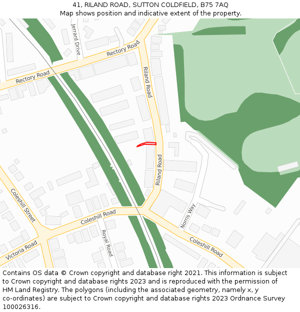 41, RILAND ROAD, SUTTON COLDFIELD, B75 7AQ: Location map and indicative extent of plot