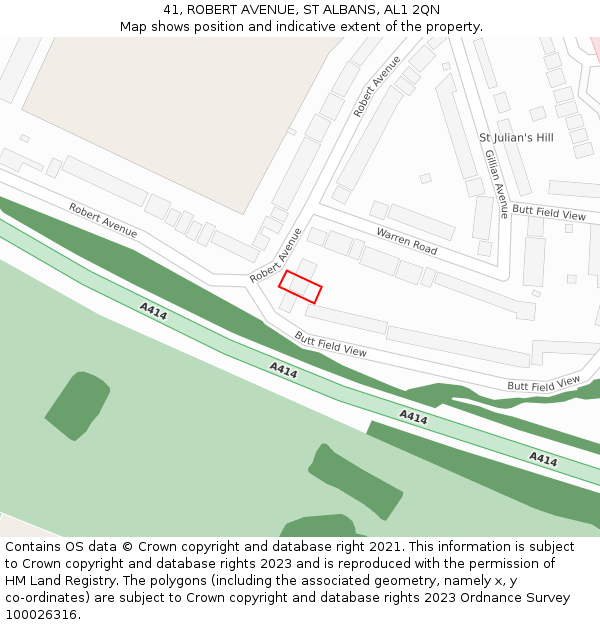 41, ROBERT AVENUE, ST ALBANS, AL1 2QN: Location map and indicative extent of plot