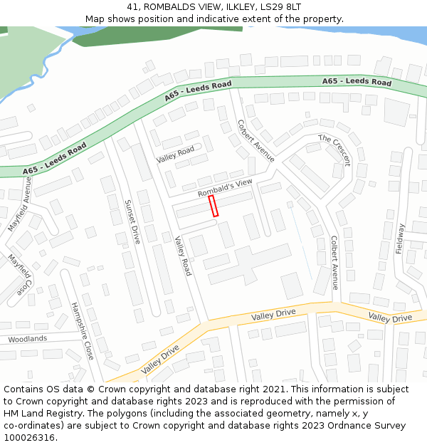 41, ROMBALDS VIEW, ILKLEY, LS29 8LT: Location map and indicative extent of plot