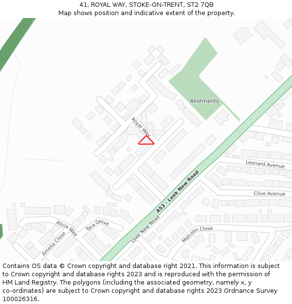 41, ROYAL WAY, STOKE-ON-TRENT, ST2 7QB: Location map and indicative extent of plot
