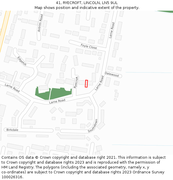 41, RYECROFT, LINCOLN, LN5 9UL: Location map and indicative extent of plot