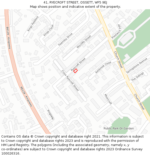 41, RYECROFT STREET, OSSETT, WF5 9EJ: Location map and indicative extent of plot